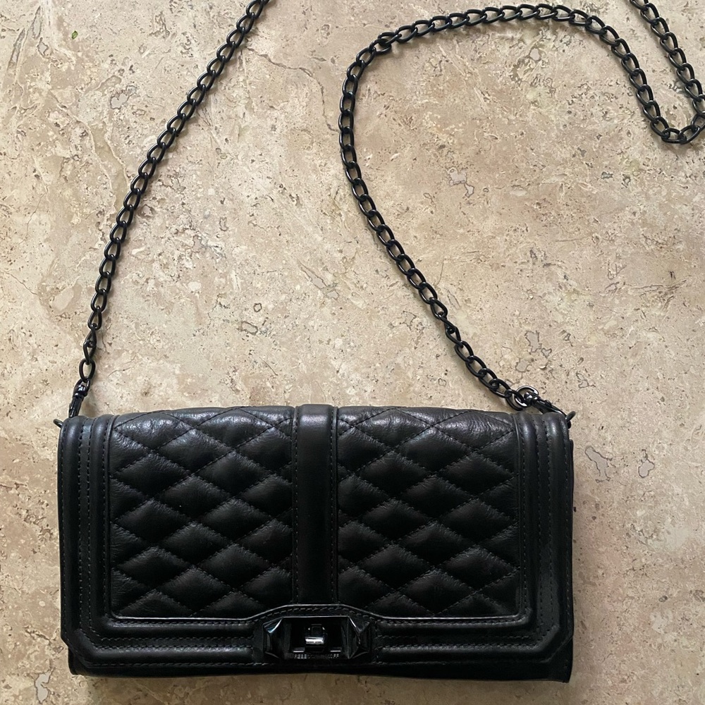 Rebecca Minkoff Black Quilted Leather Chain Crossbody